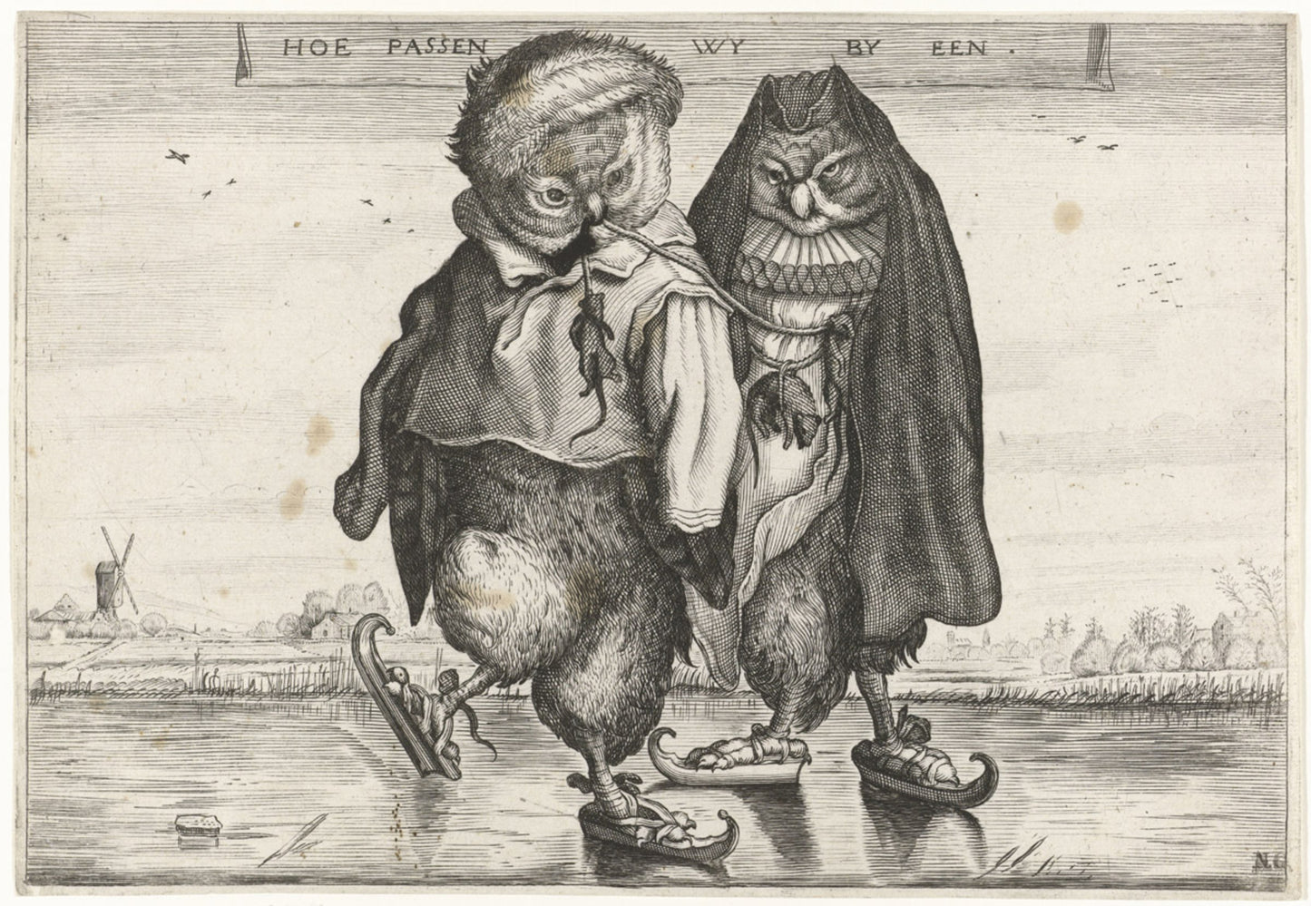Adriaen Van de Venne - Skating Owls