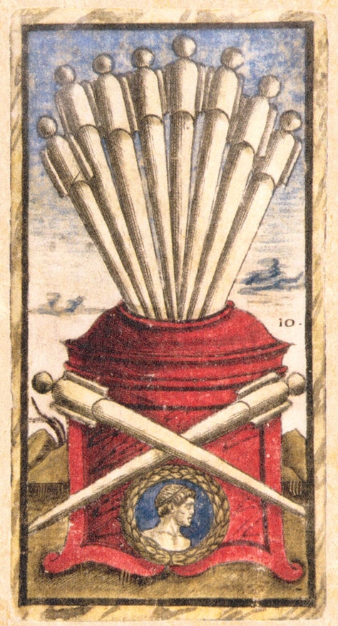 Sola Busca - Ten of Batons