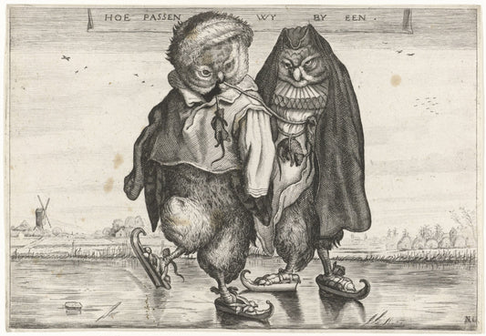 Adriaen Van de Venne - Skating Owls