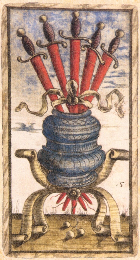 Sola Busca - Five of Swords