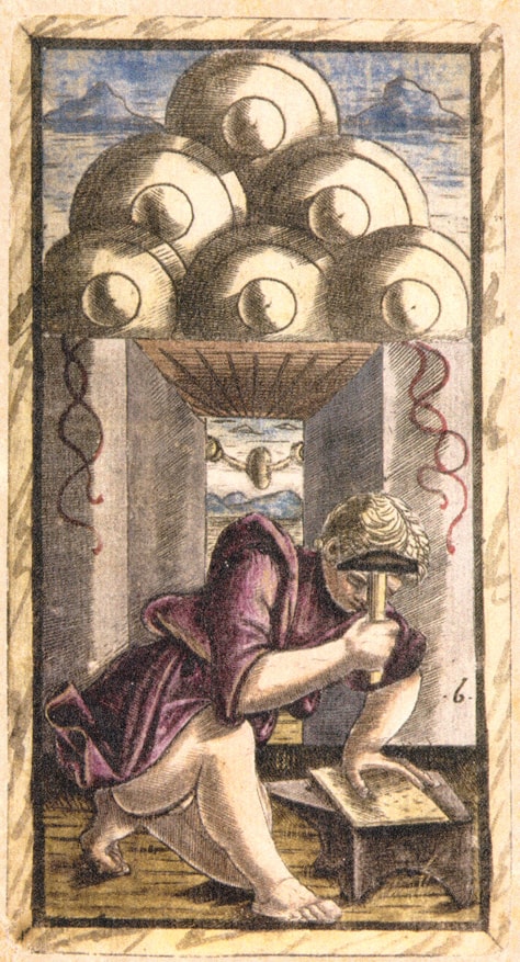 Sola Busca - Six of Coins