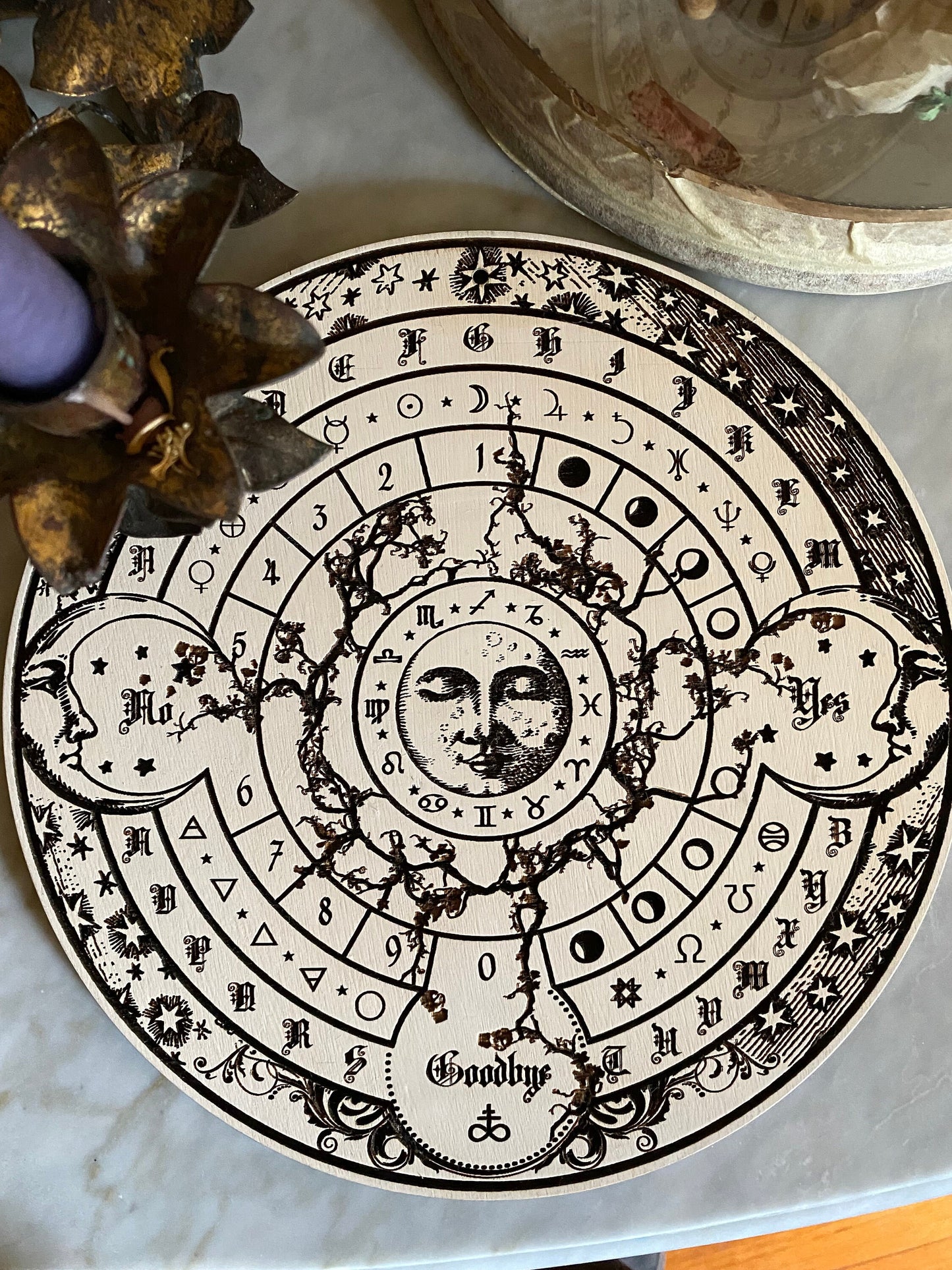 Pendulum Divination board, ornately engraved and hand finished.