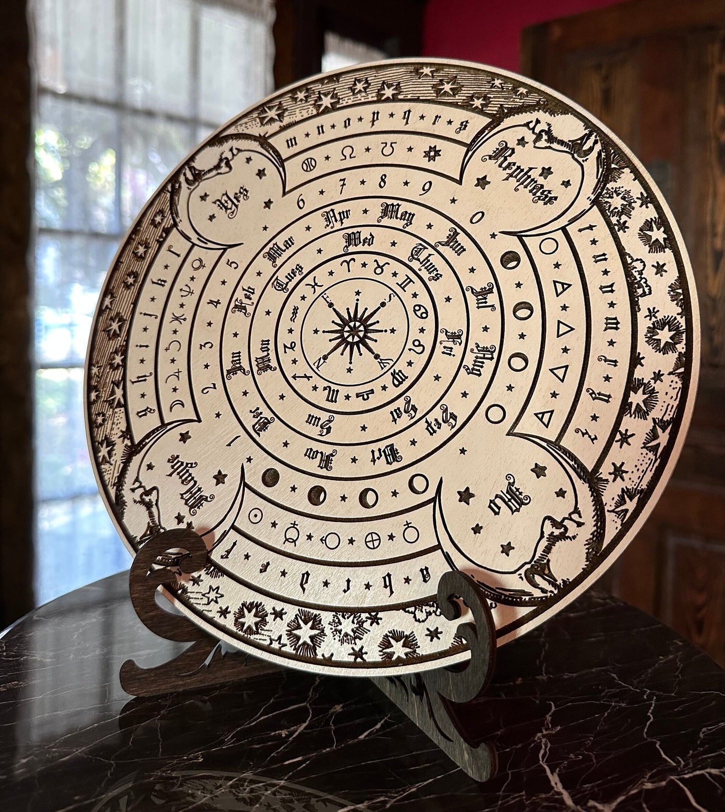 Divination board, ornately engraved and hand finished (Aged White).