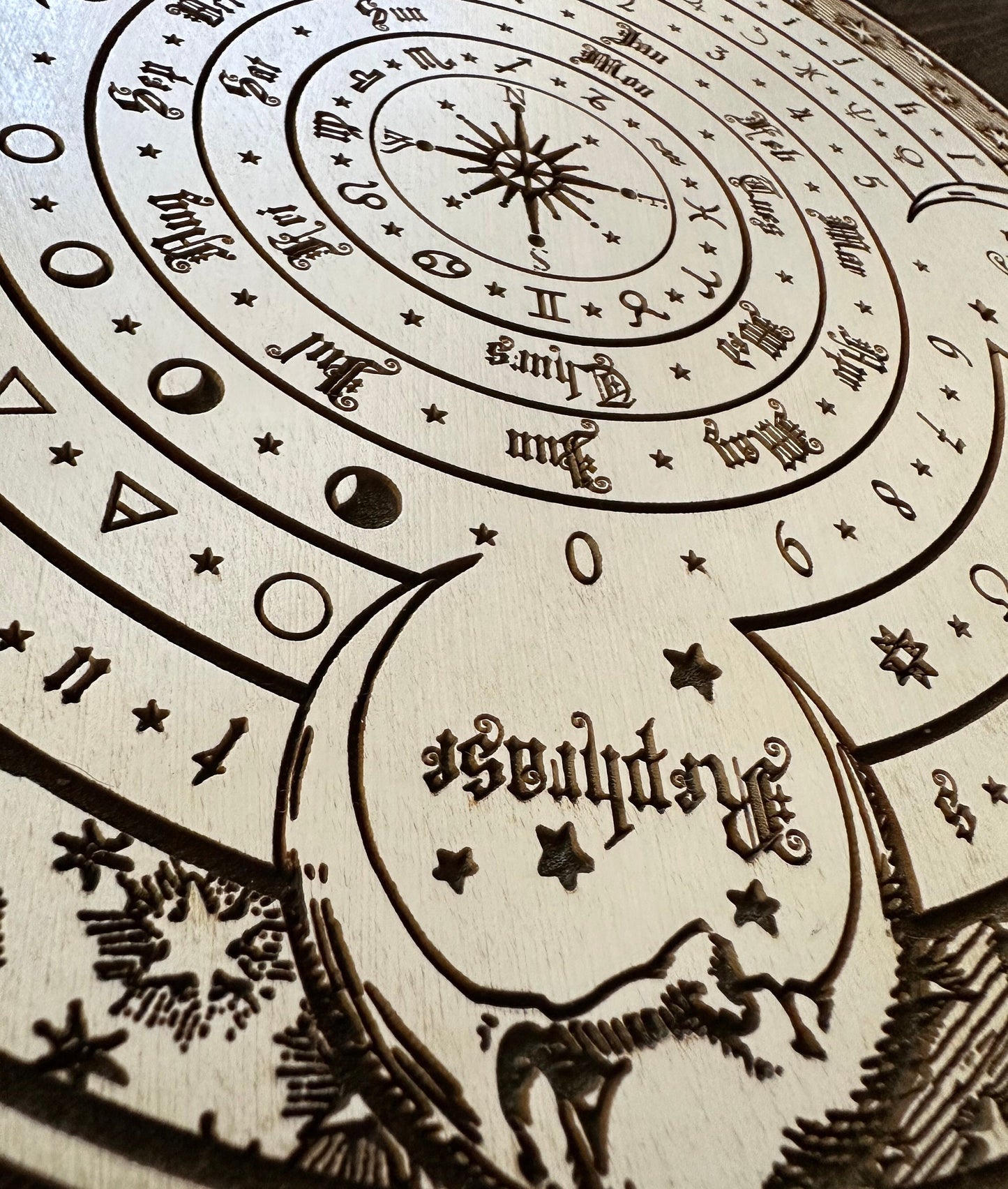 Divination board, ornately engraved and hand finished (Aged White).