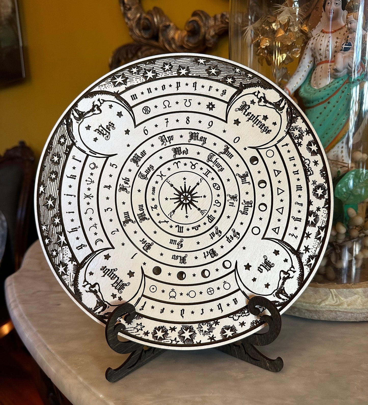 Divination board, ornately engraved and hand finished (Aged White).