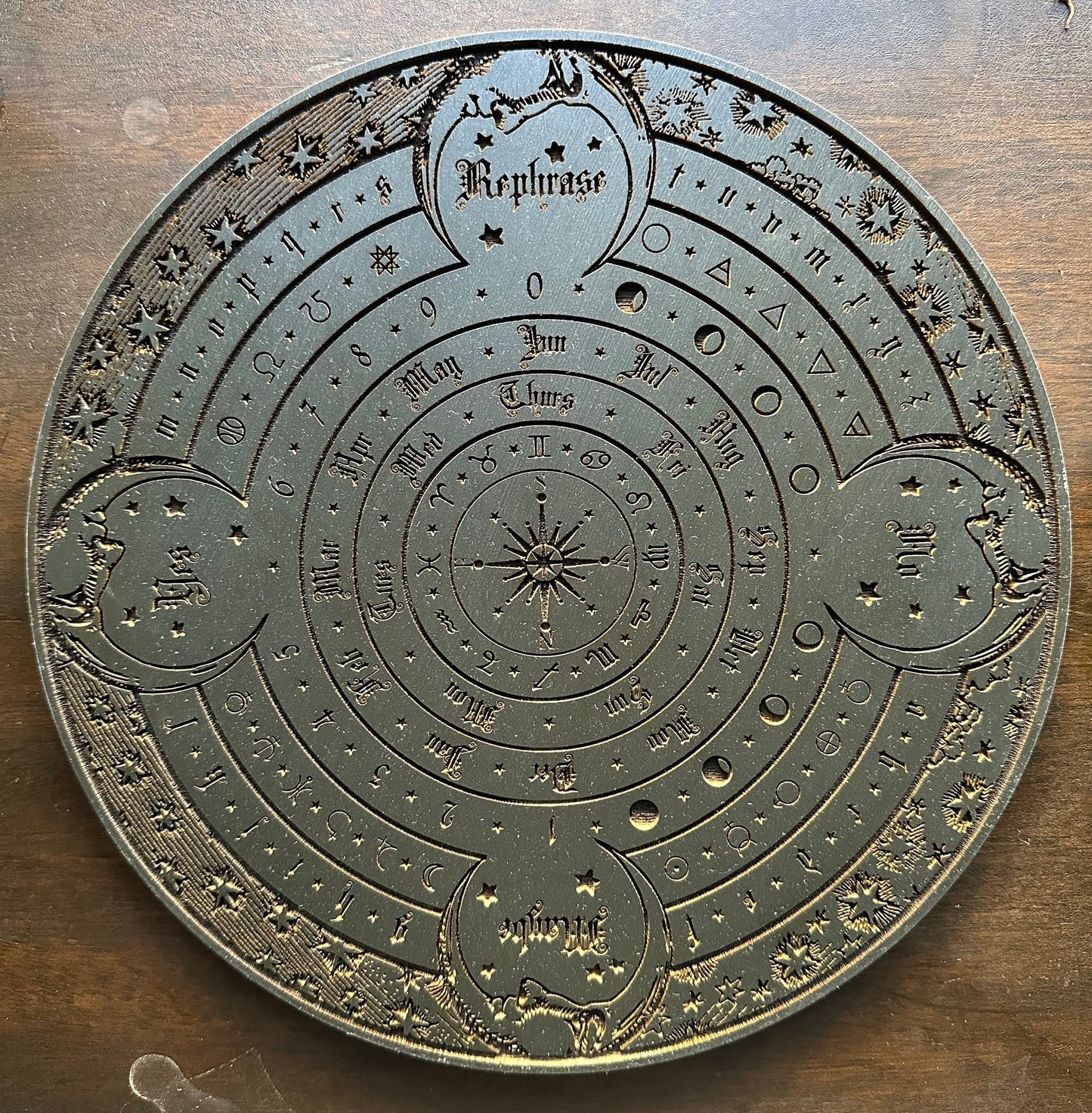 Divination board, ornately engraved and hand finished (Black).