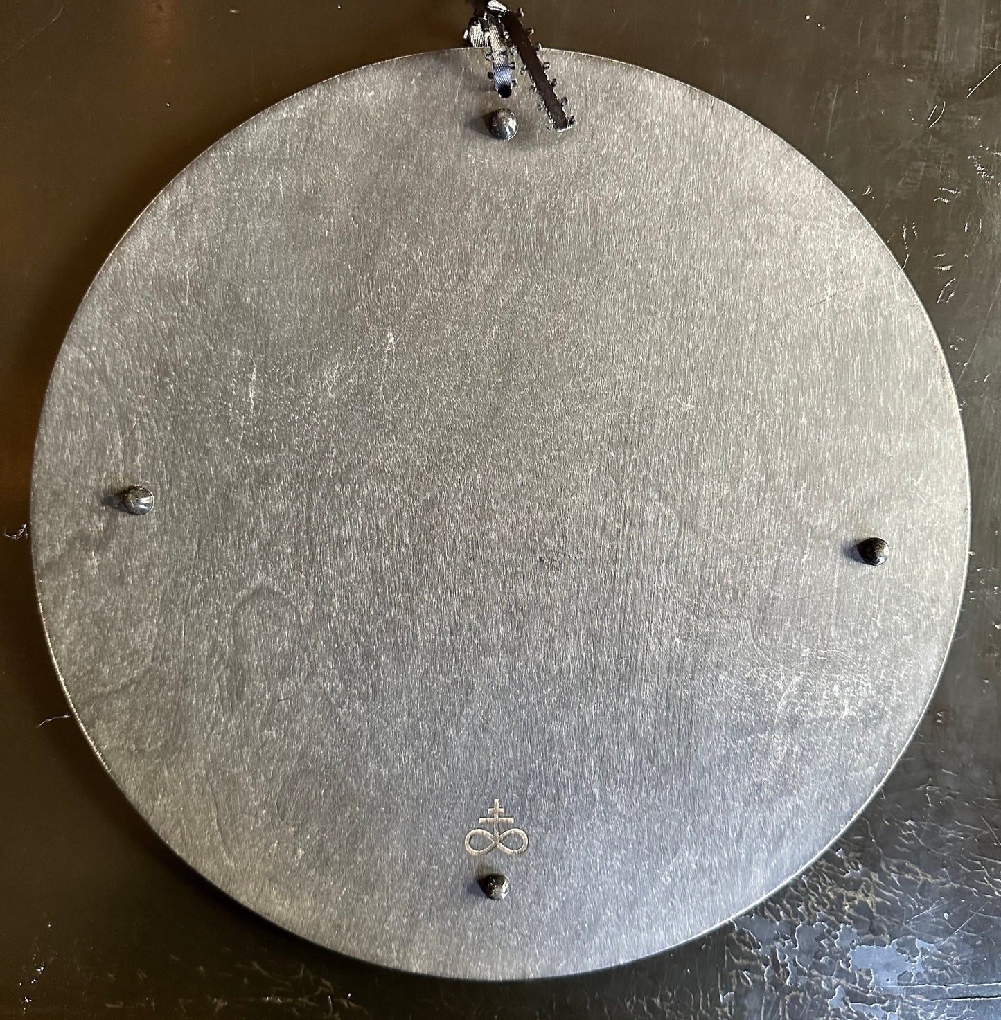 Wheel of the Year engraved and hand finished altar tile with Lunar phases and incantation (Amethyst).