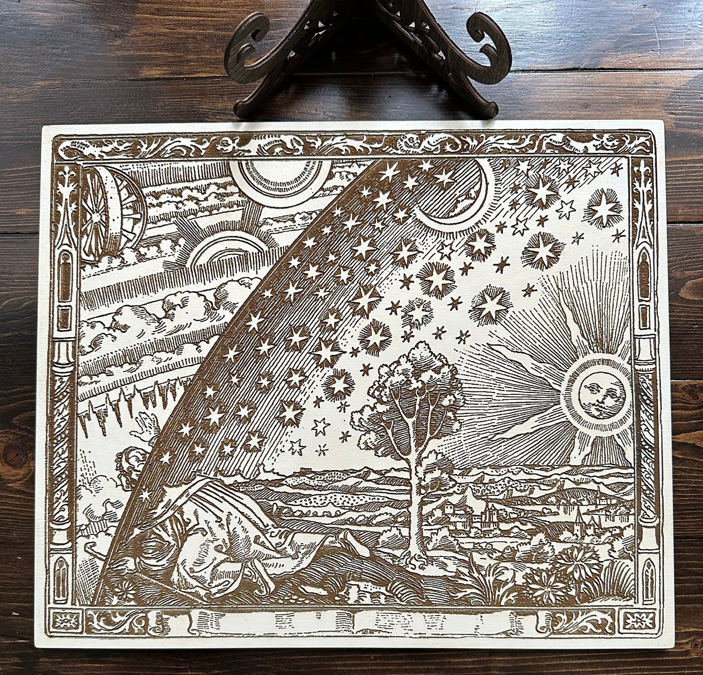 Firmament, laser engraved plaque of the "Flamarrion" woodcut (Large).