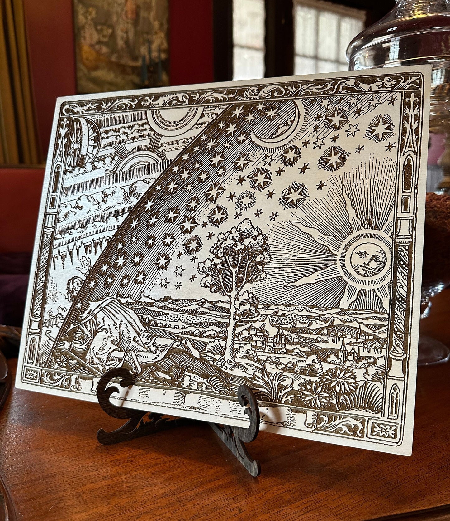 Firmament, laser engraved plaque of the "Flamarrion" woodcut (Large).