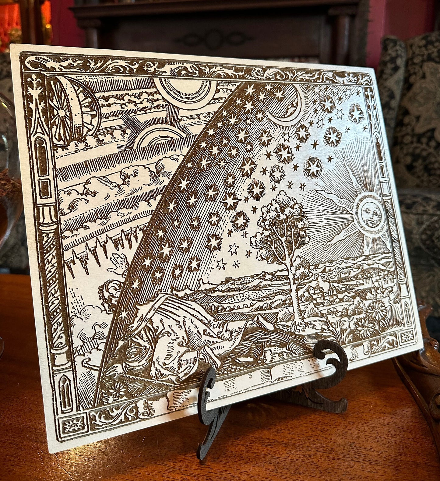 Firmament, laser engraved plaque of the "Flamarrion" woodcut (Large).