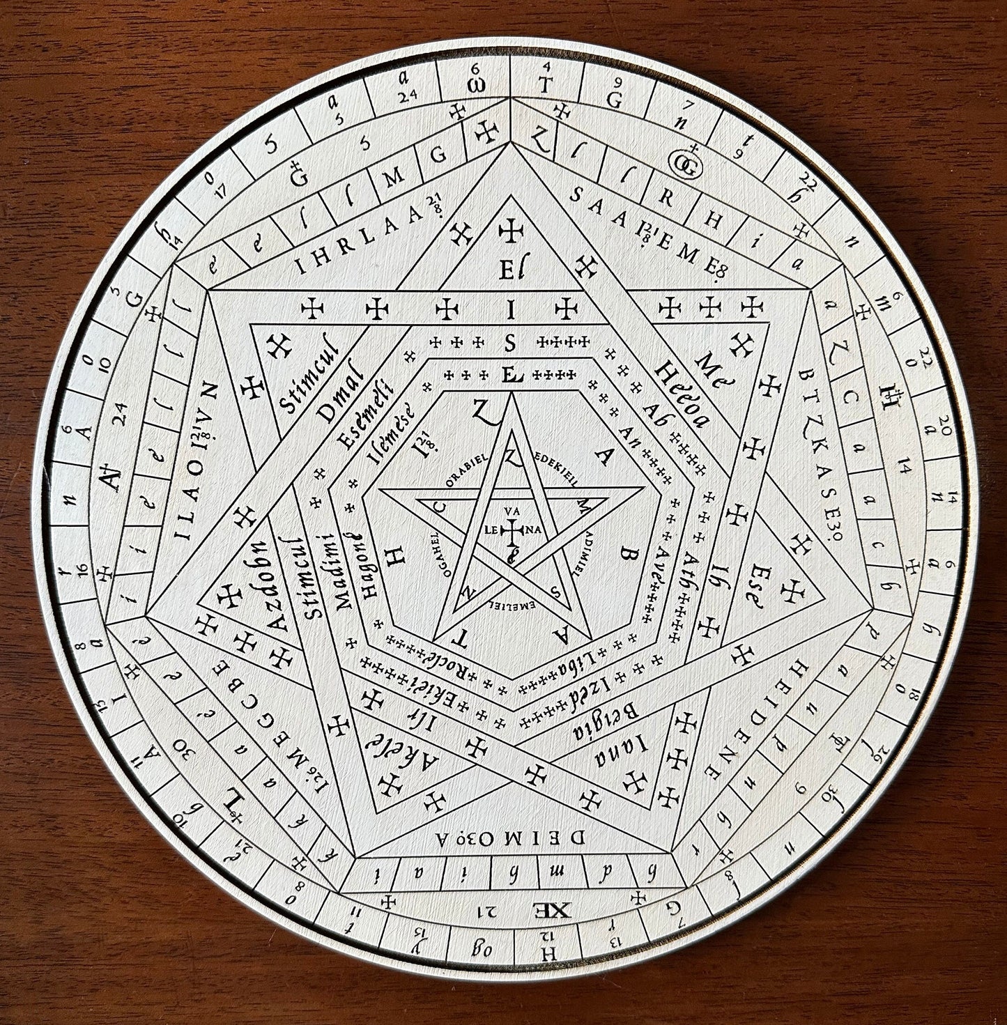 Sigillum Dei Aemeth wood engraved seal (Aged white).