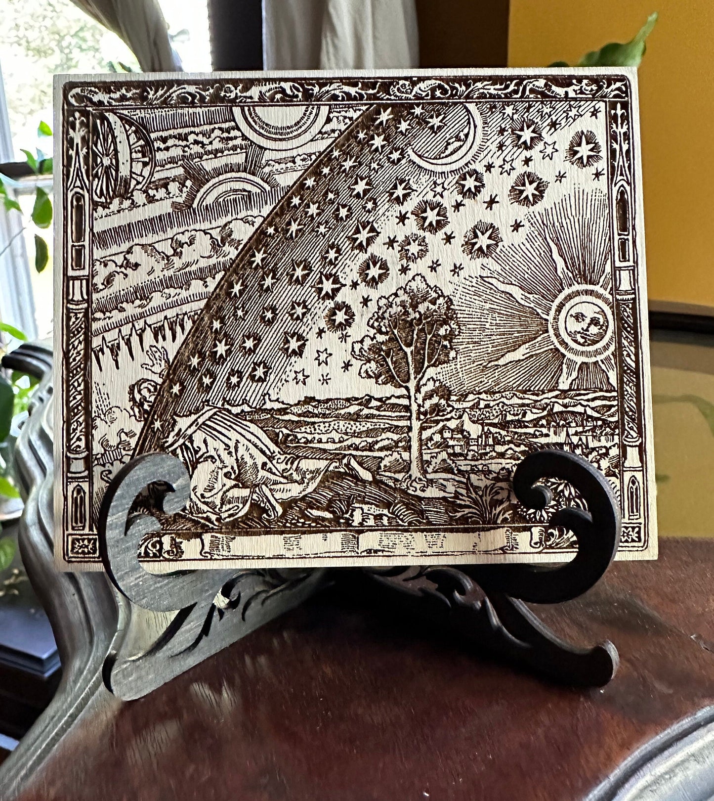 Firmament, laser engraved plaque of the "Flamarrion" woodcut (Medium).