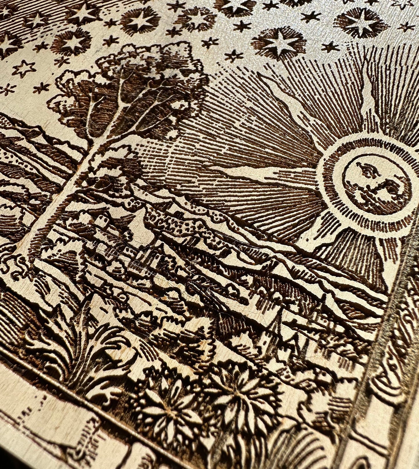 Firmament, laser engraved plaque of the "Flamarrion" woodcut (Medium).