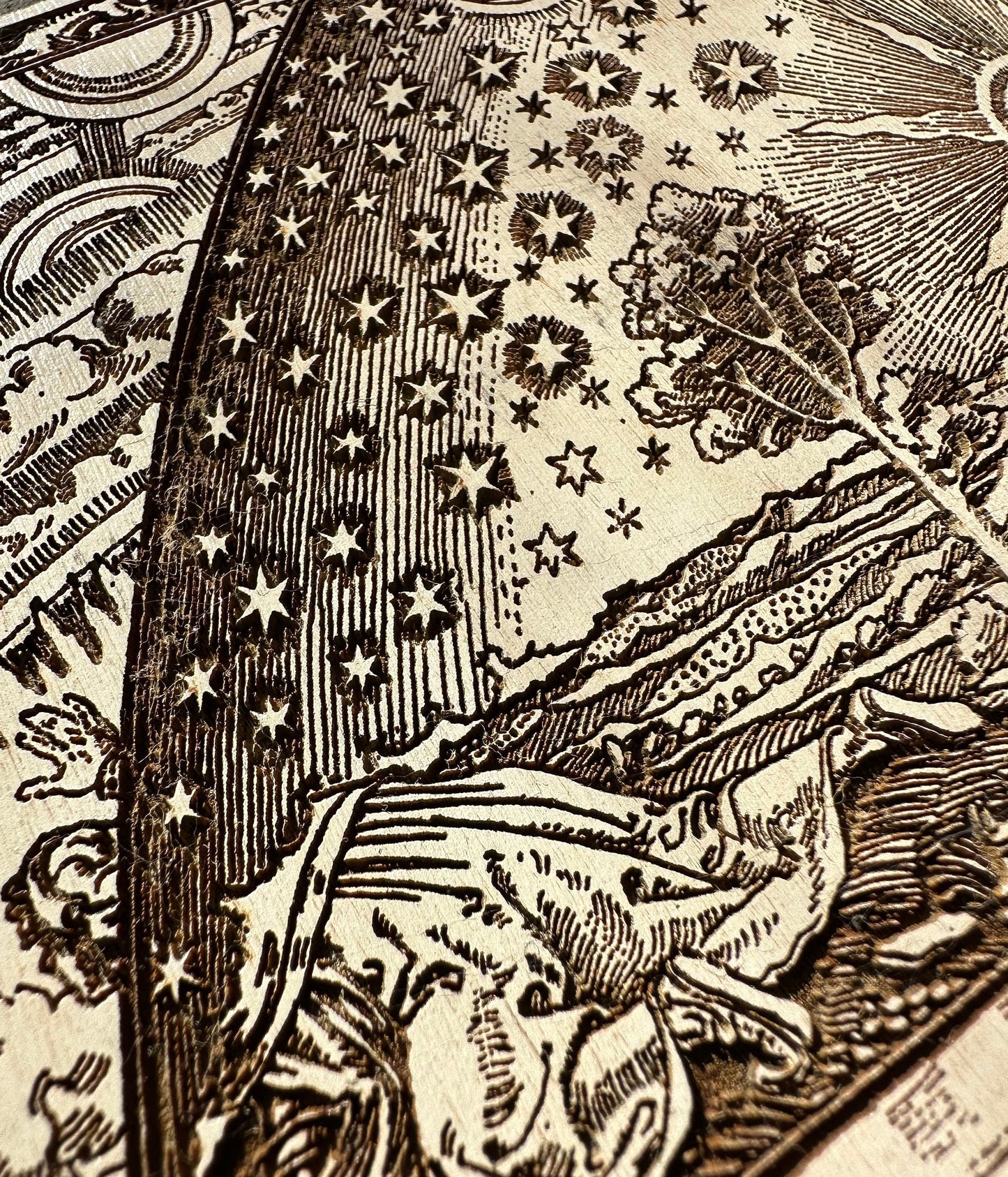 Firmament, laser engraved plaque of the "Flamarrion" woodcut (Medium).