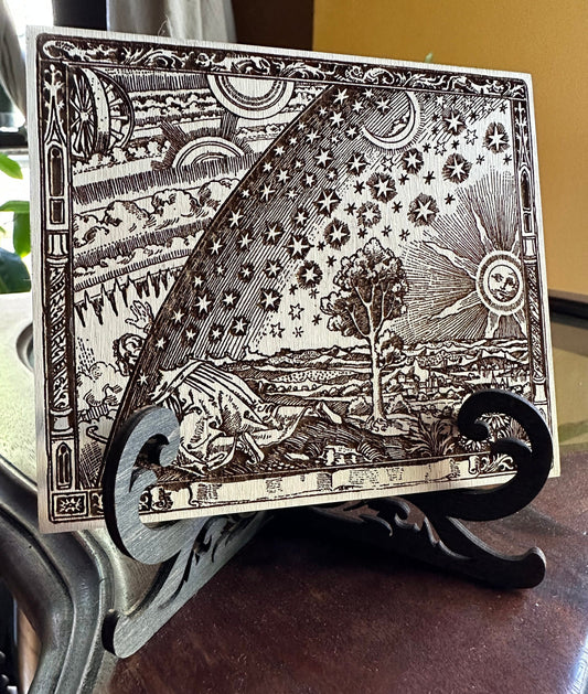 Firmament, laser engraved plaque of the "Flamarrion" woodcut (Medium).