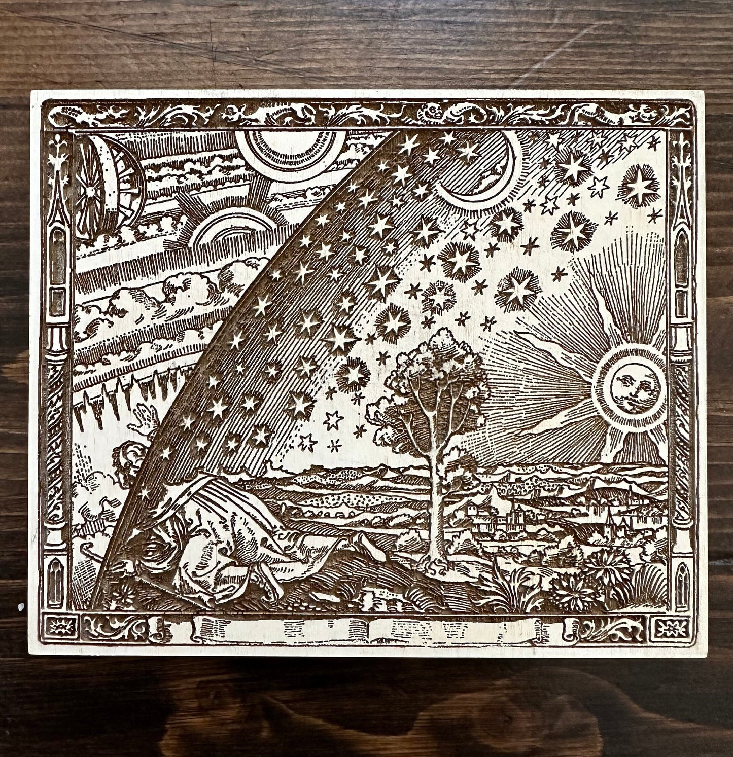 Firmament, laser engraved plaque of the "Flamarrion" woodcut (Medium).